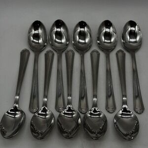 Lenox ARCHWAY Set Lot of 10 Soup/Place Spoons Stainless Steel Flatware Scalloped